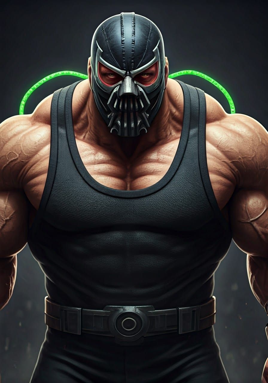Menacing Bane Rendered in Hyperrealism