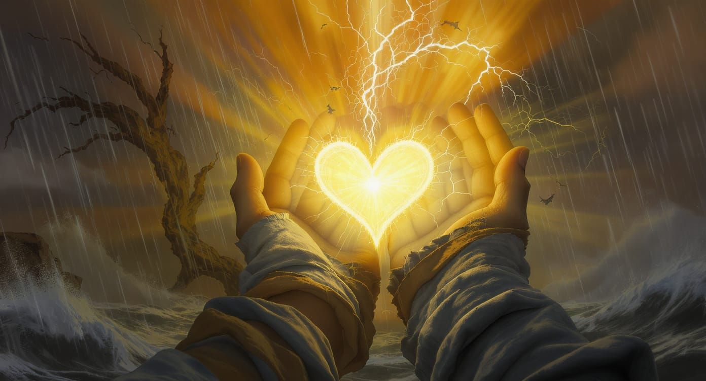 Heart Light in Stormy Night, Digital Art