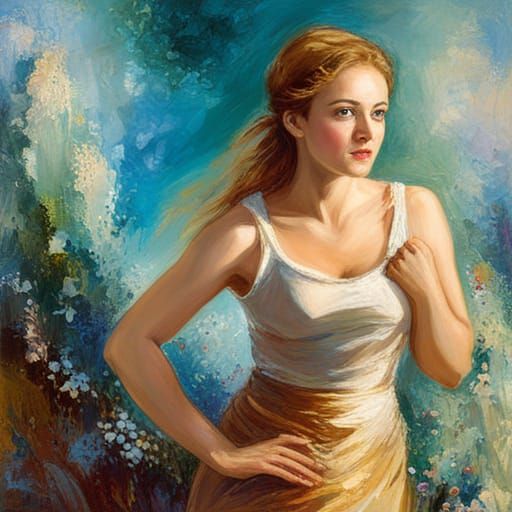 Intense Portrait with Aquarium Mosaics in Oil Paint