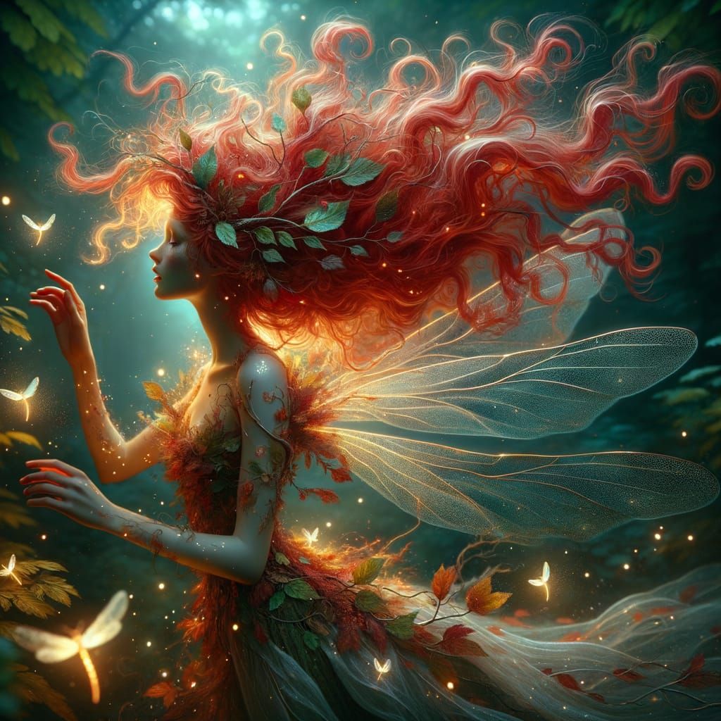 Enchanted Forest Nymph with Fireflies
