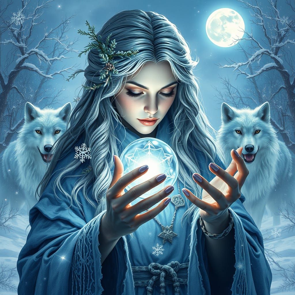 Enchantress with Crystal Ball, Digital Art
