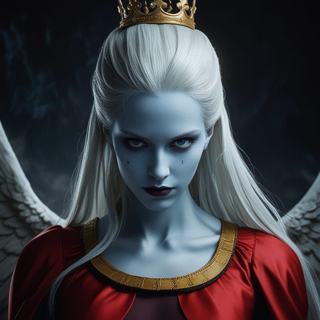 Hyperrealistic Cinematic Portrait of a Tall Angel with a Dar...