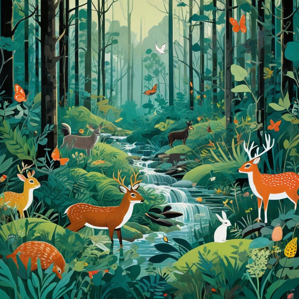 Whimsical Forest Gathering in Dreamy Wildlife Style