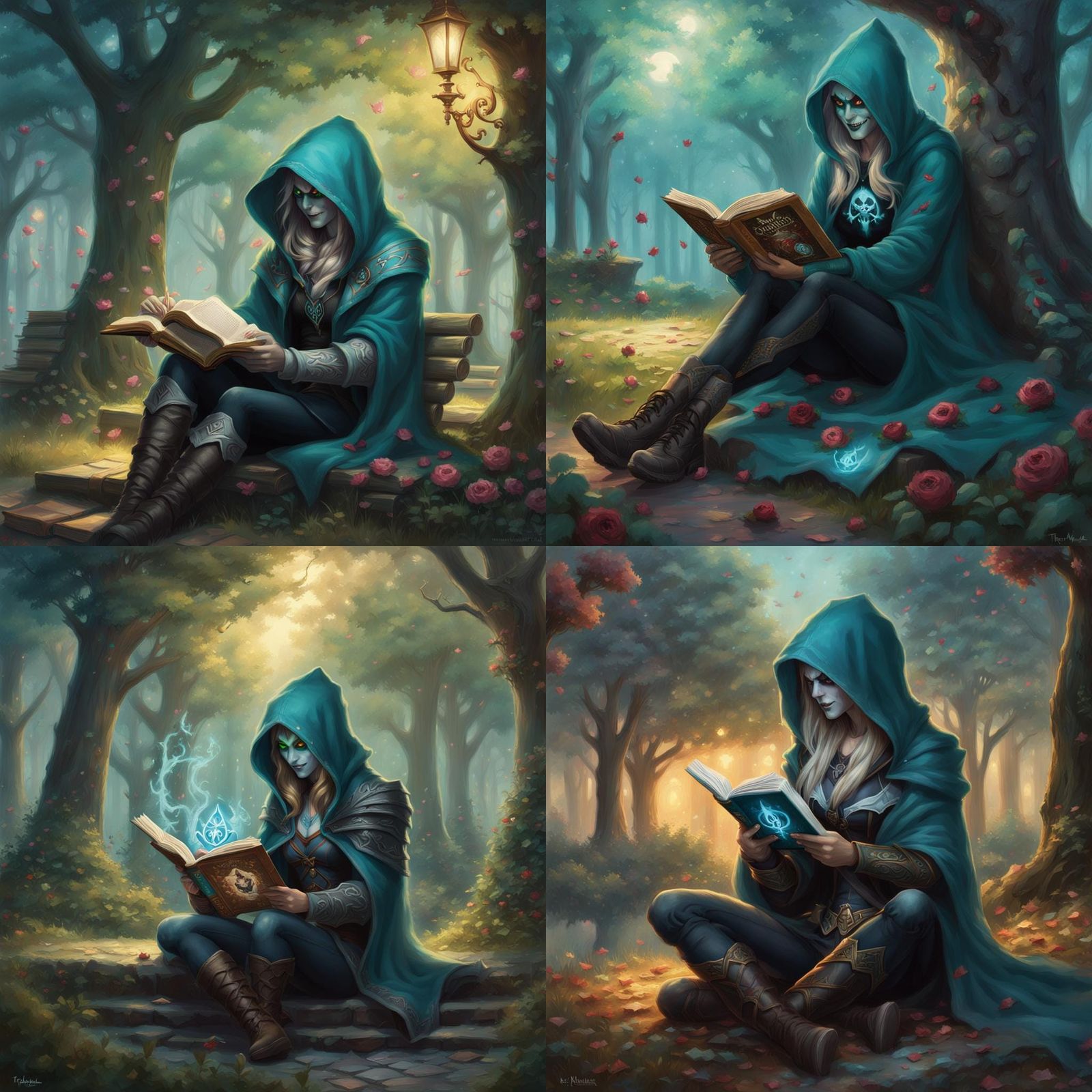 Sylvanas Windrunner Relaxing in Park, Ethereal Fantasy