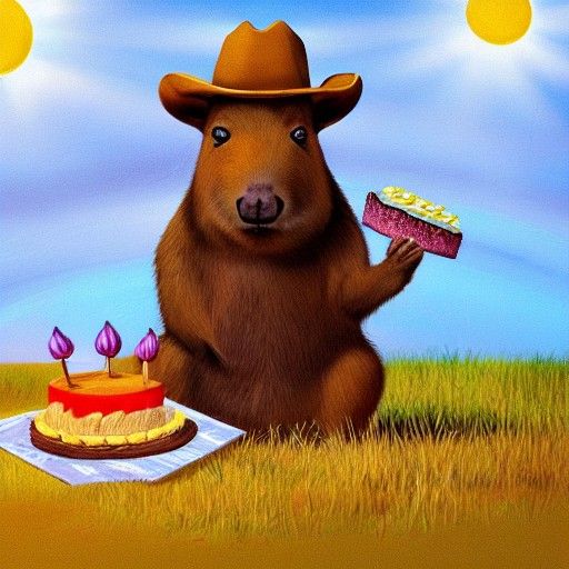 Capybara Celebrates Birthday in Cowboy Hat