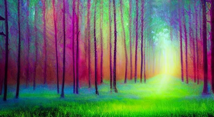 Mystical Forest Walker in Surrealist Oil Painting