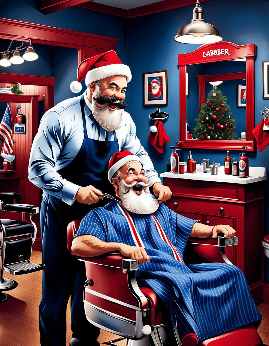 Santa Claus at the Barbershop: A Festive Trim