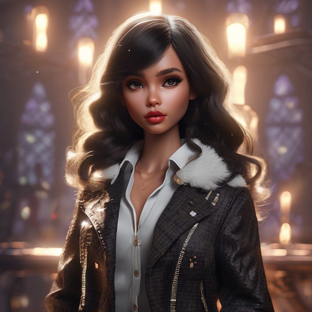 Blythe Doll with Houndstooth Jacket in 3D Anime Style