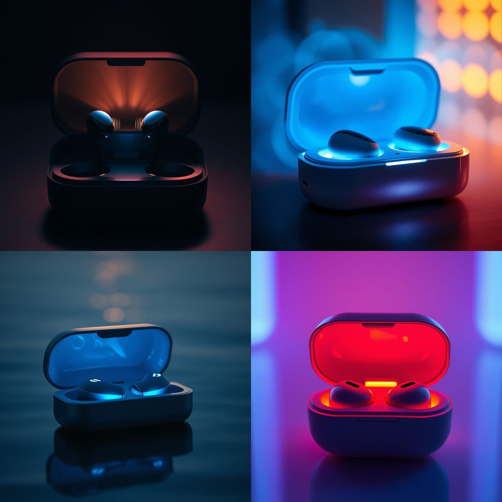 Wireless Earbuds with Glowing Case: Cinematic Still