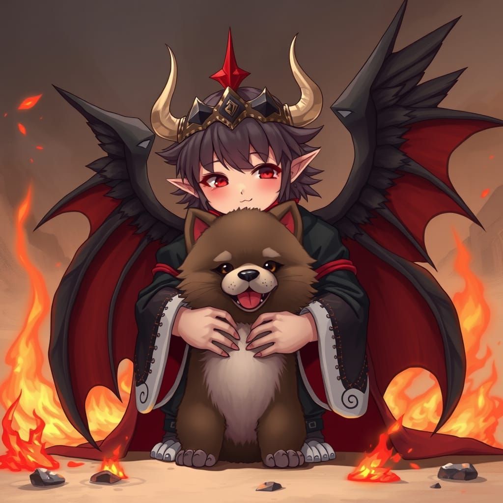 Hellish Princes Guard Baby Chow Chow in Anime Realism