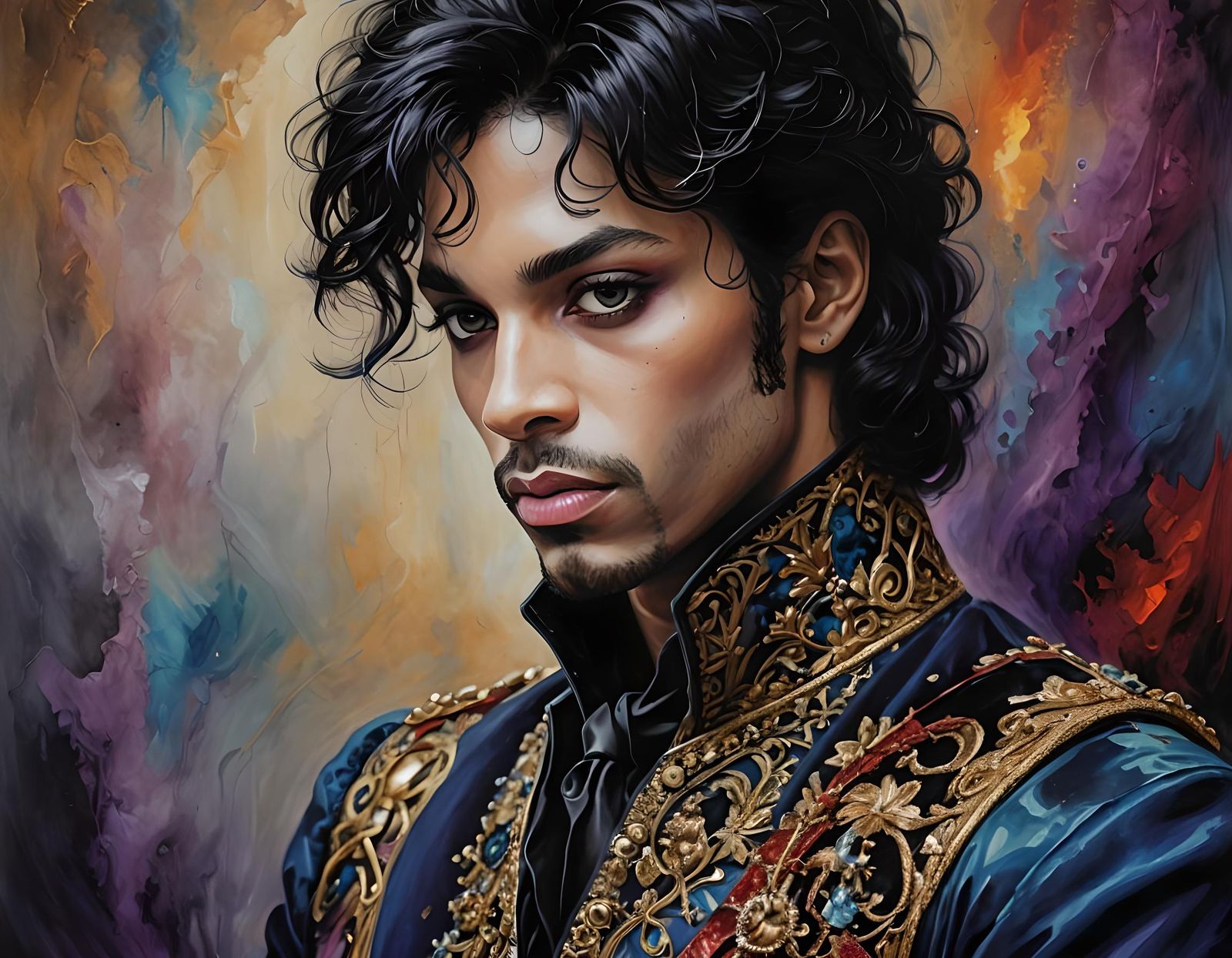 Brooding Musician Portrait in Vibrant Colors