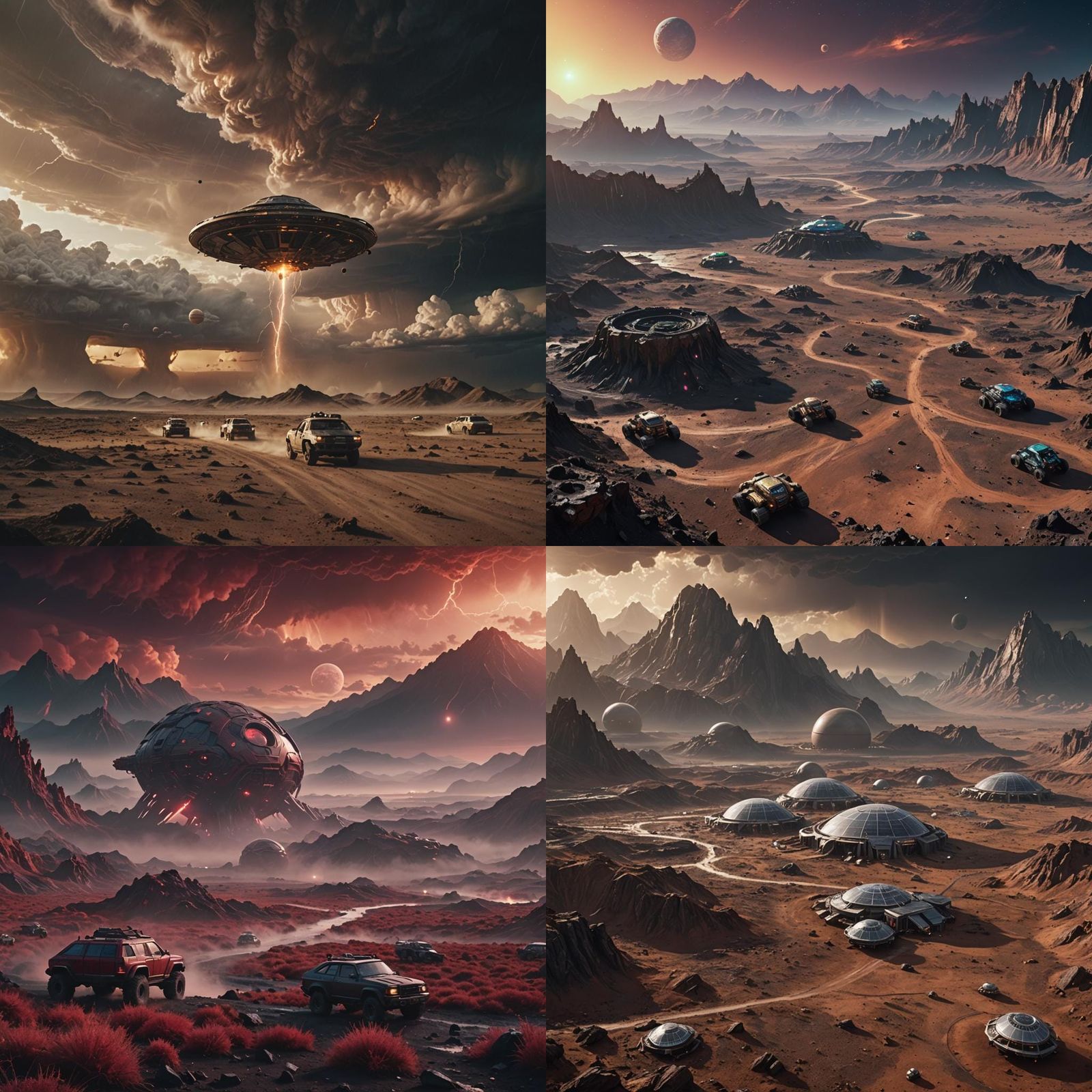 Epic Alien Planet Landscape with Advanced Bases