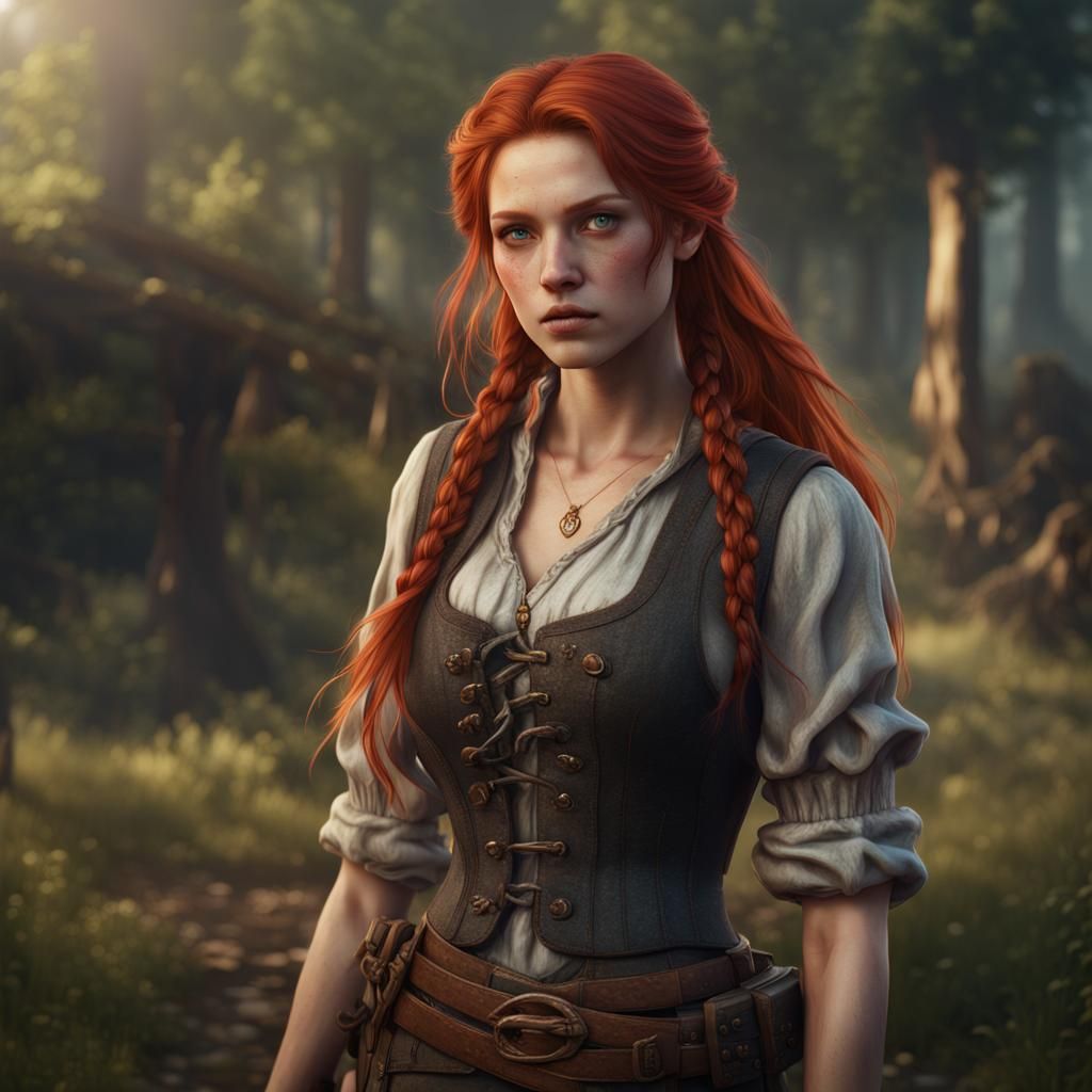 Redhead Tomboy Country Girl: Fantasy Concept Art