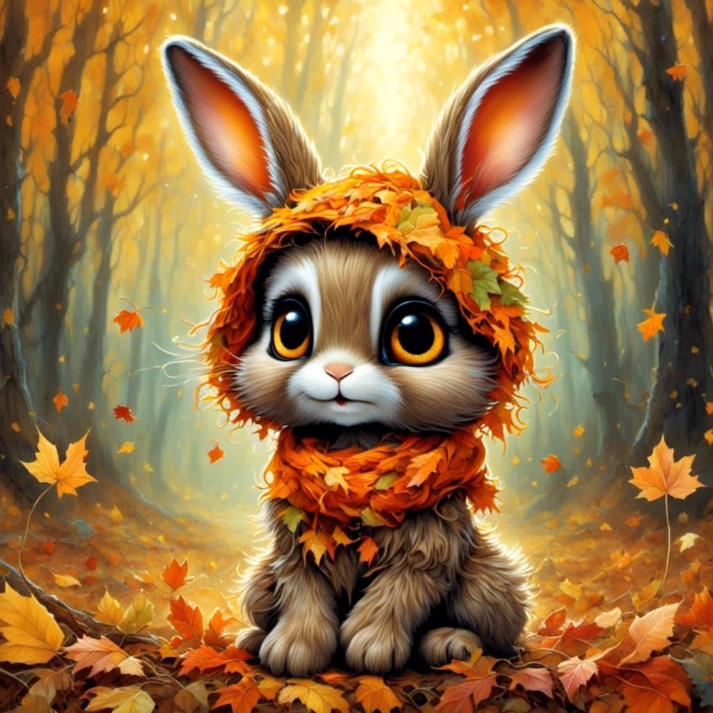 Adorable Autumn Bunny with Sparkling Eyes
