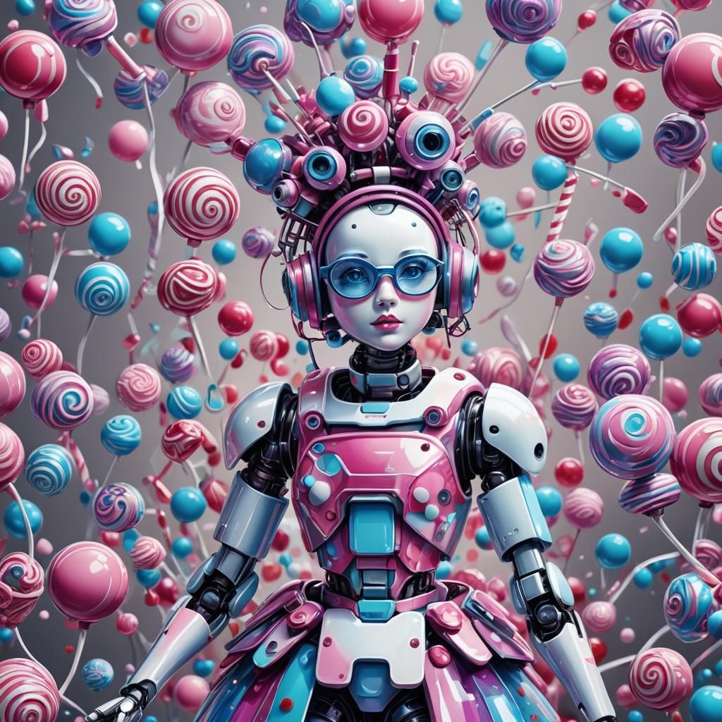 Robot Ballerina in Candy Art Style