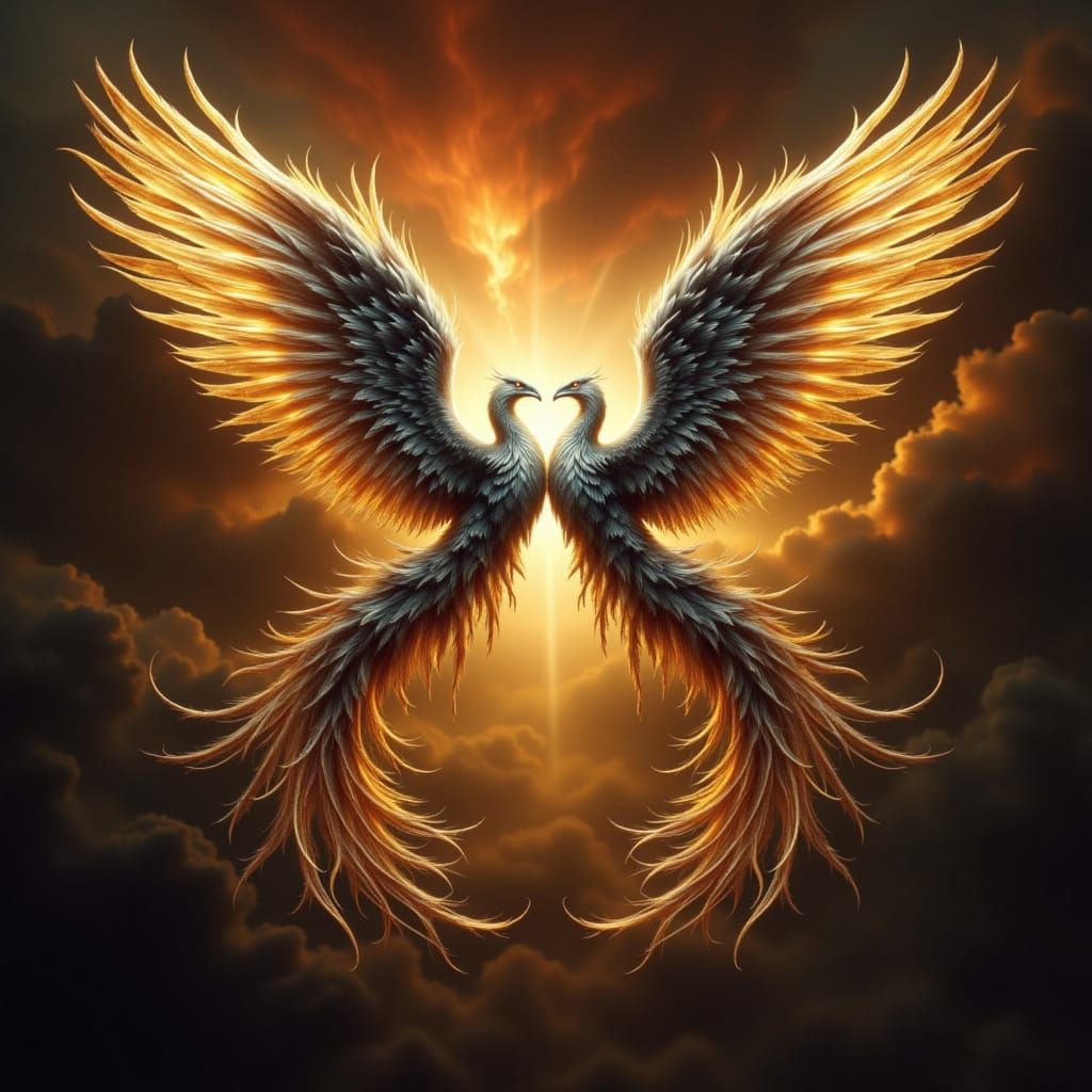 Golden and Gray Wings with Burning Heaven