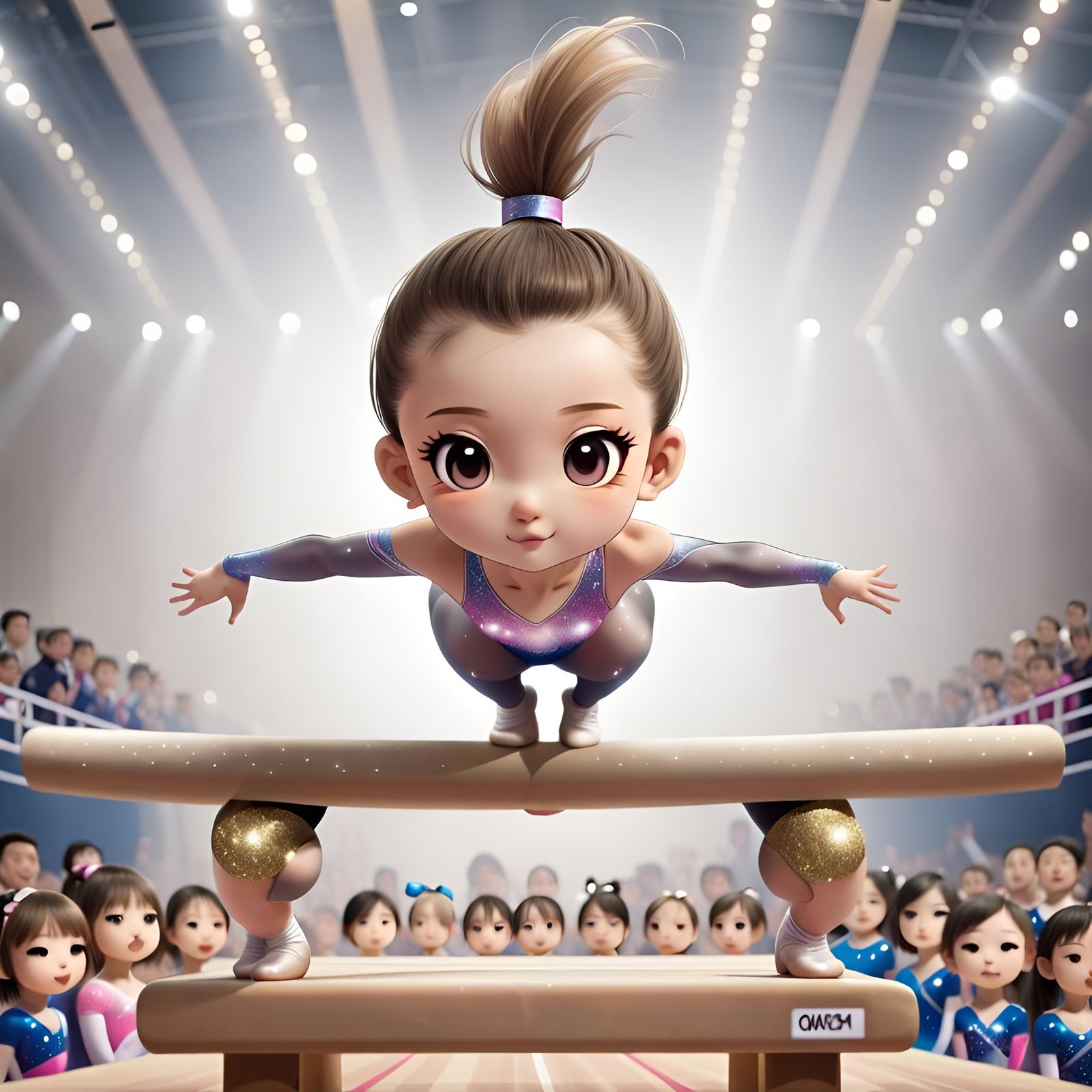 Chibi Gymnast on Balance Beam