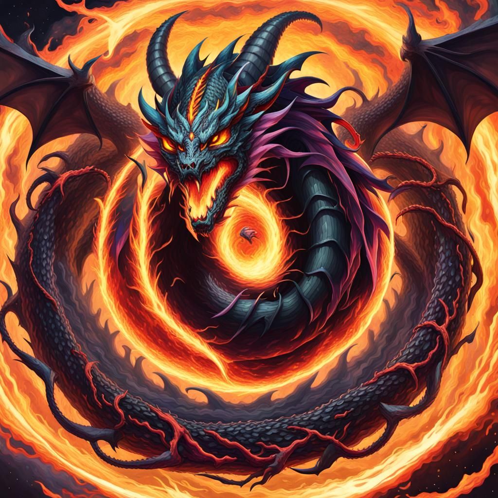 Fiery Dragon Demons Emerge from Cataclysmic Black Hole Void