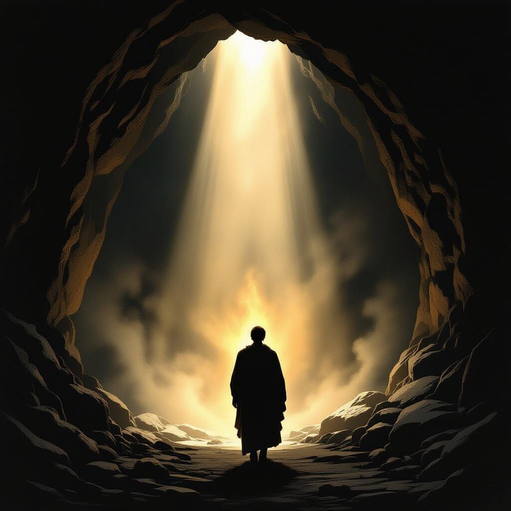 Man Emerges from Darkness to Blinding Light