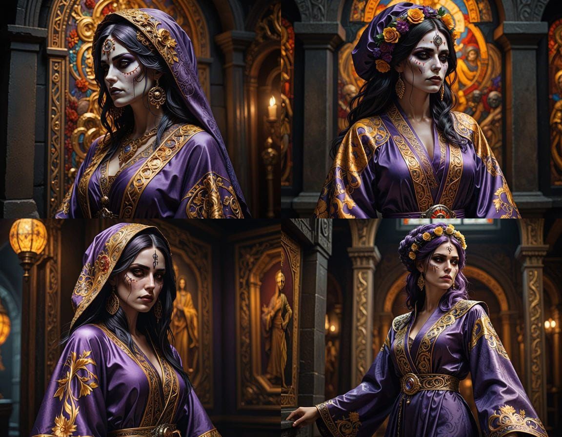 Dark Fantasy Portrait of La Santa Muerte in Splendid Robes