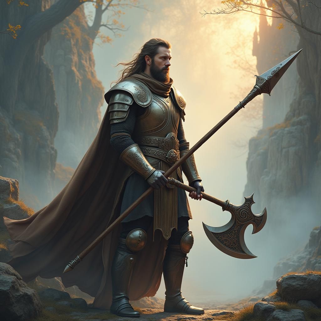 Heroic Paladin in Ethereal Realm: Kinkade Style