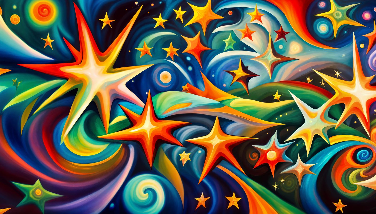 Iridescent Star Cluster Formation in Impasto Oil Style