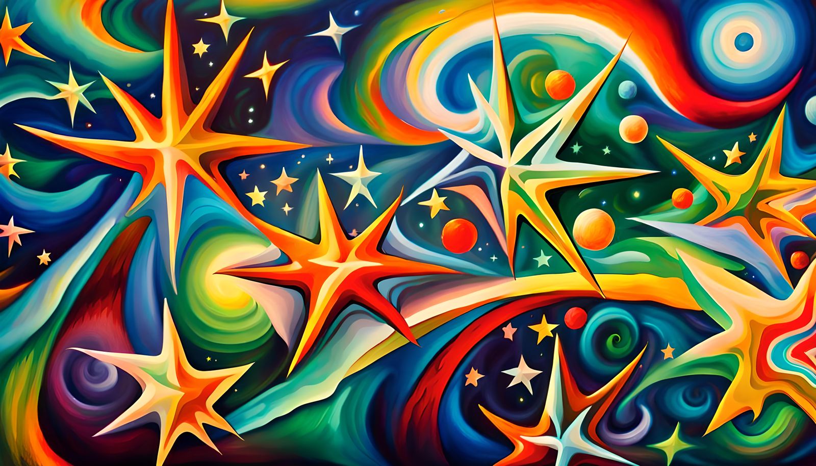 Iridescent Stars Connected in Impasto ElectroMagnetic Plasma