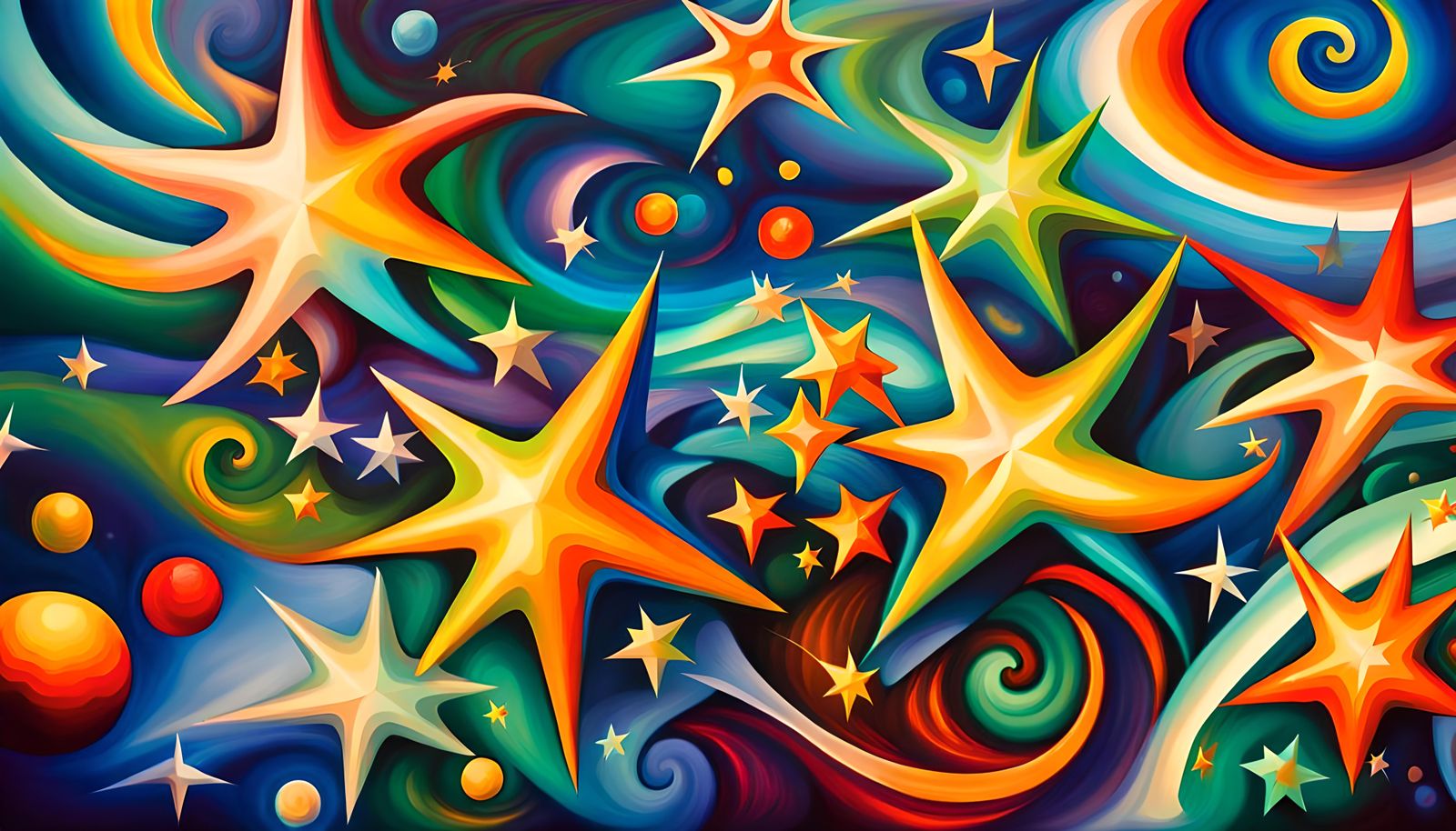 Iridescent Stars Connected in Electromagnetic Plasma Maelstr...