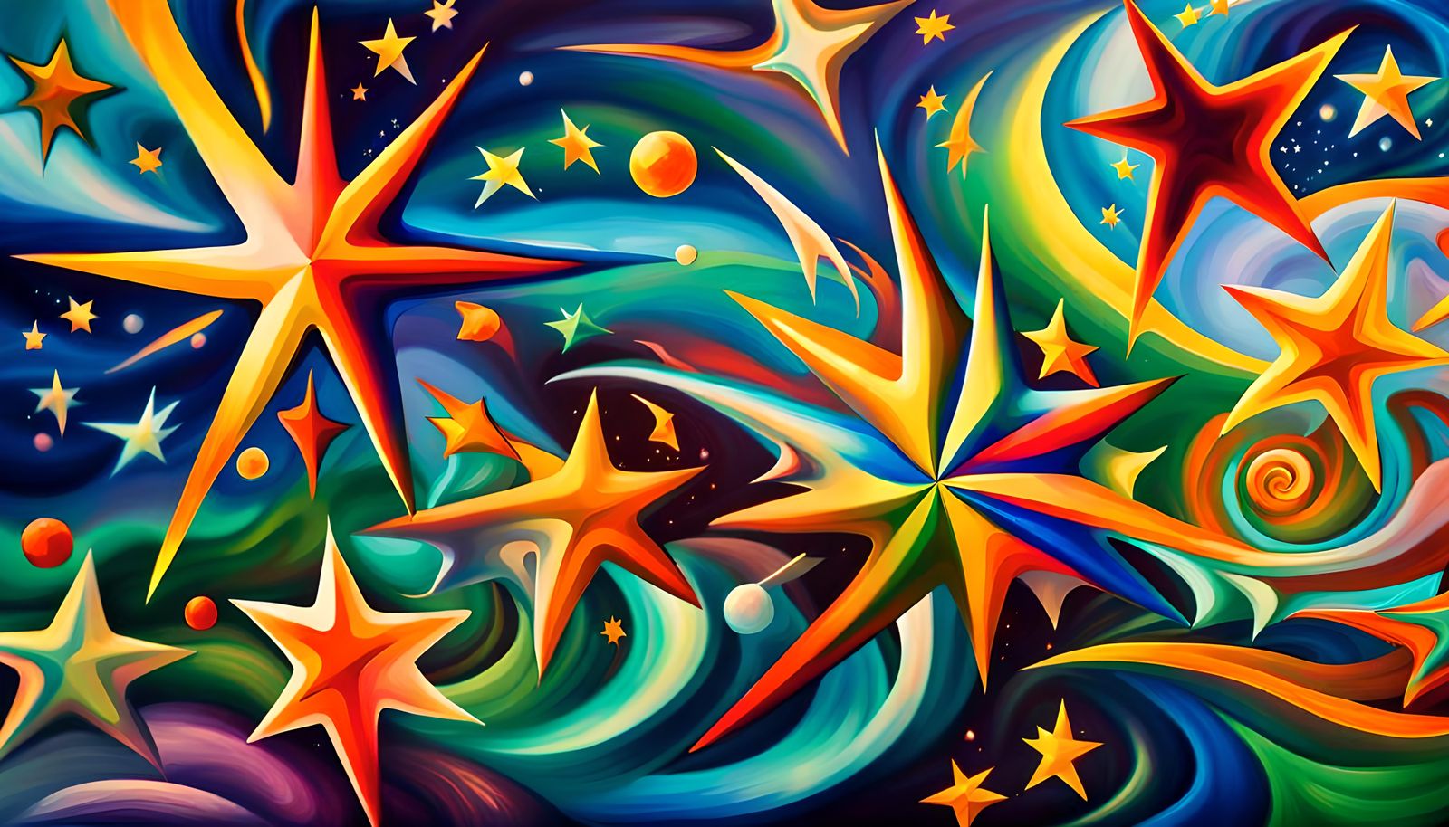 Swirling Stars in ElectroMagnetic Plasma: Impasto Painting