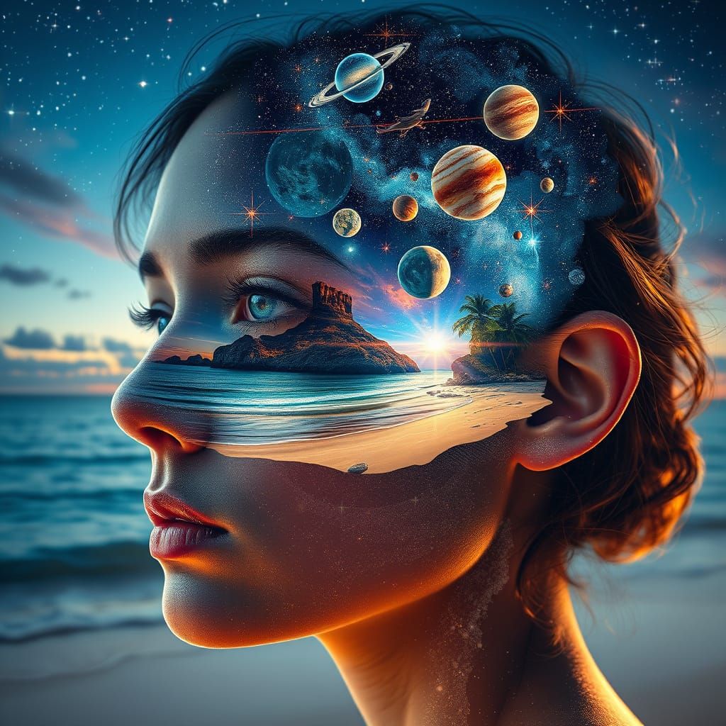 Ethereal Starlight Portrait in Dreamy, Vibrant Style