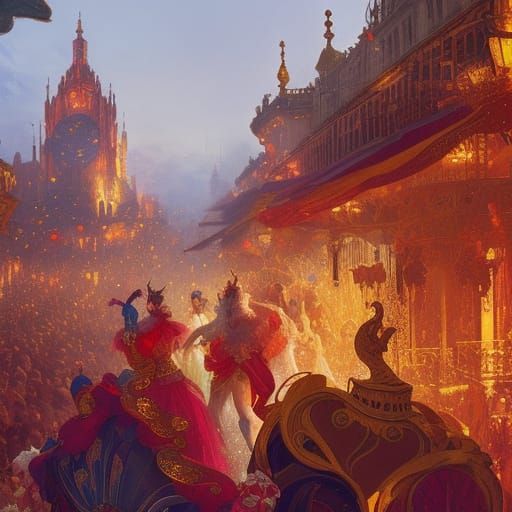 Verona Carnival in Gold and Ruby: Digital Art