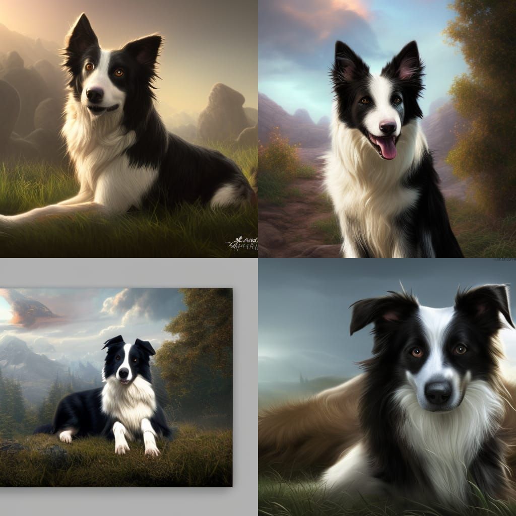 Hyper-Realistic Border Collie Splash Art