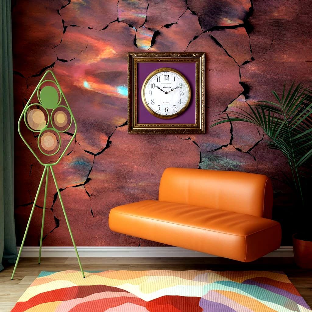 Cosmic Room with Clock and Sofa