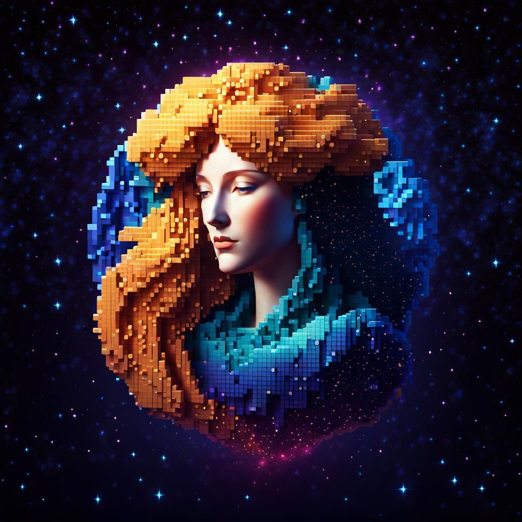 Virgo Zodiac Sign in 3D Pixel Art