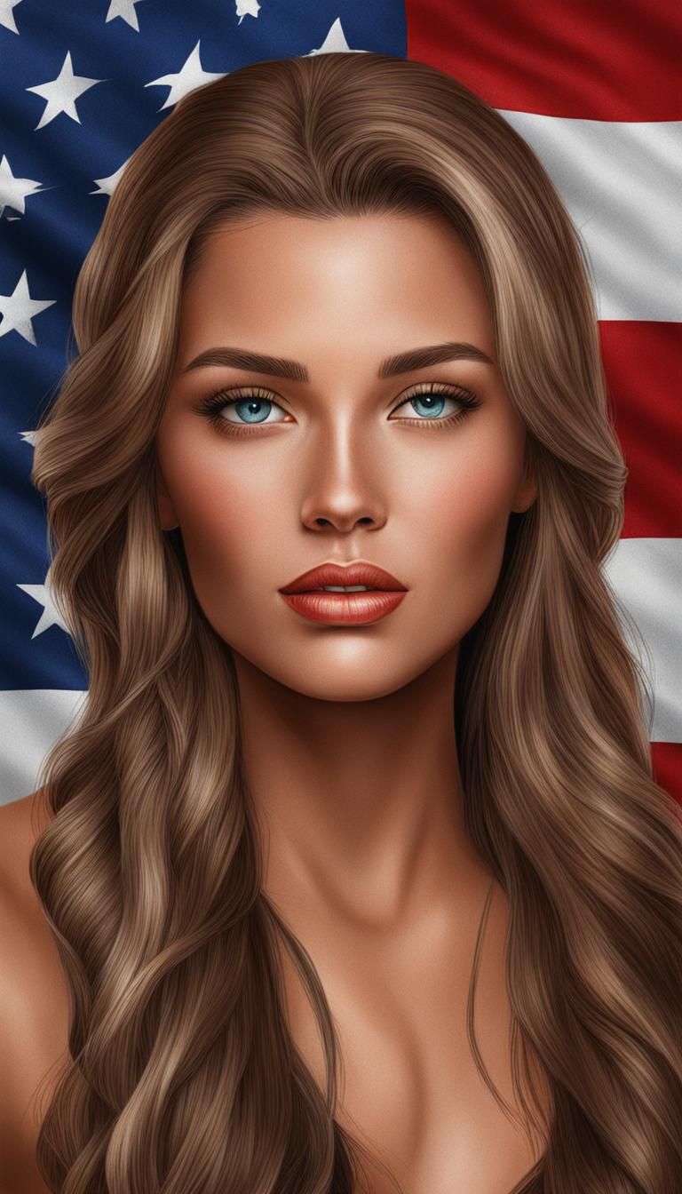 Realistic Portrait of a Beautiful American Woman