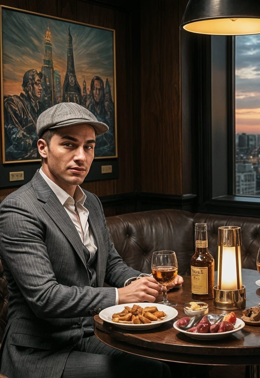 Powerful Men in a Stylish Bar, Exuding Confidence and Luxury