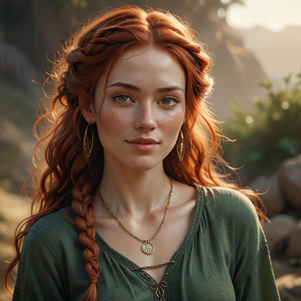 Ethereal Bohemian Goddess in Golden Hour Glow