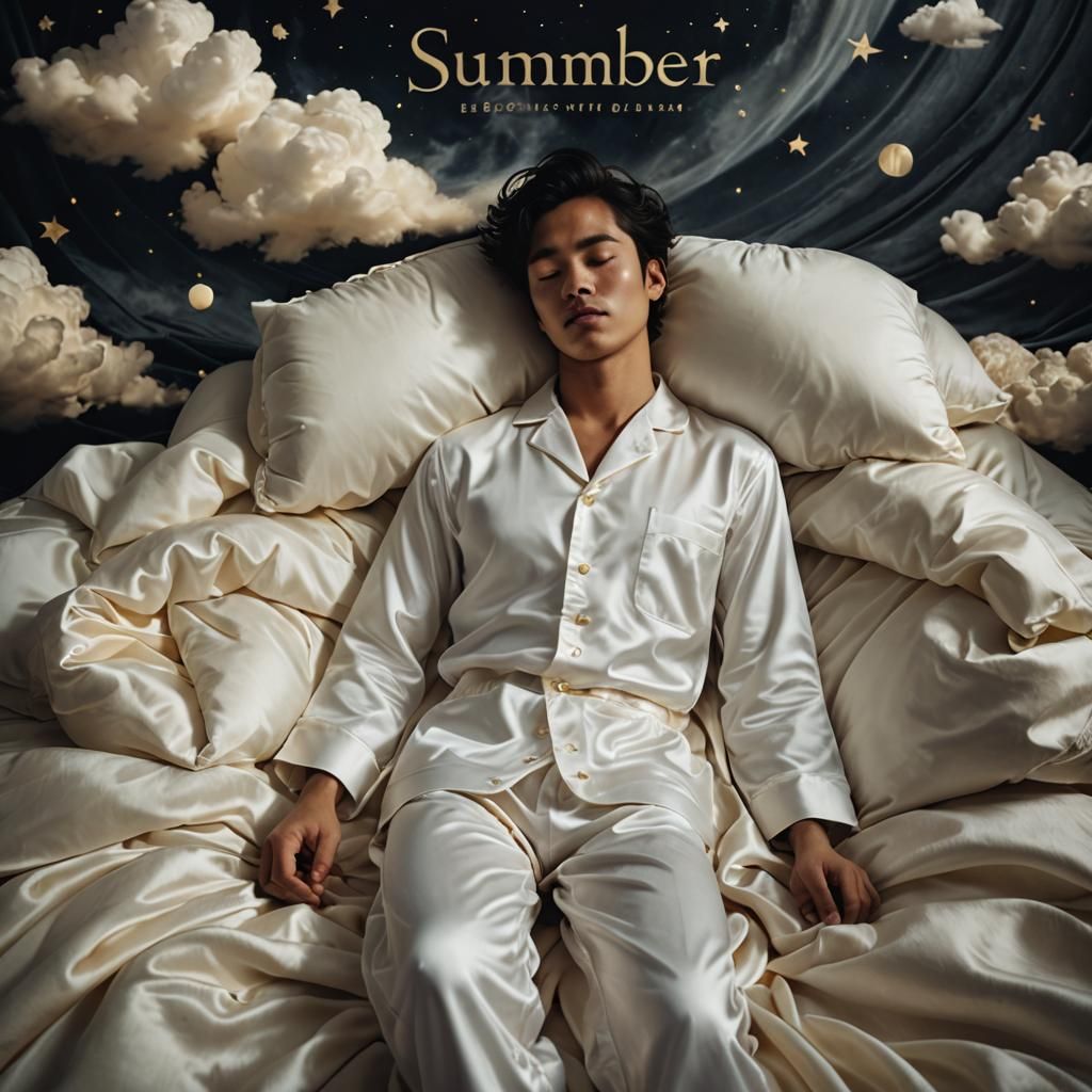 Dreamy Album Cover: Boy Asleep Among Galaxies