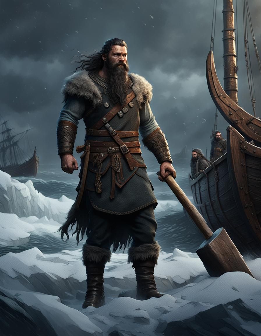 Viking Warrior with Sledgehammer, Dark Fantasy Art