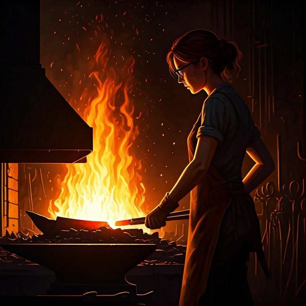 Blazing Forge Furnace in Radiant Orange-Yellow Hues