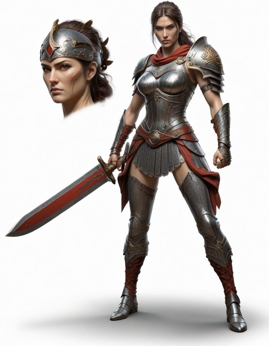 Noble Lady Warrior in Red Armor