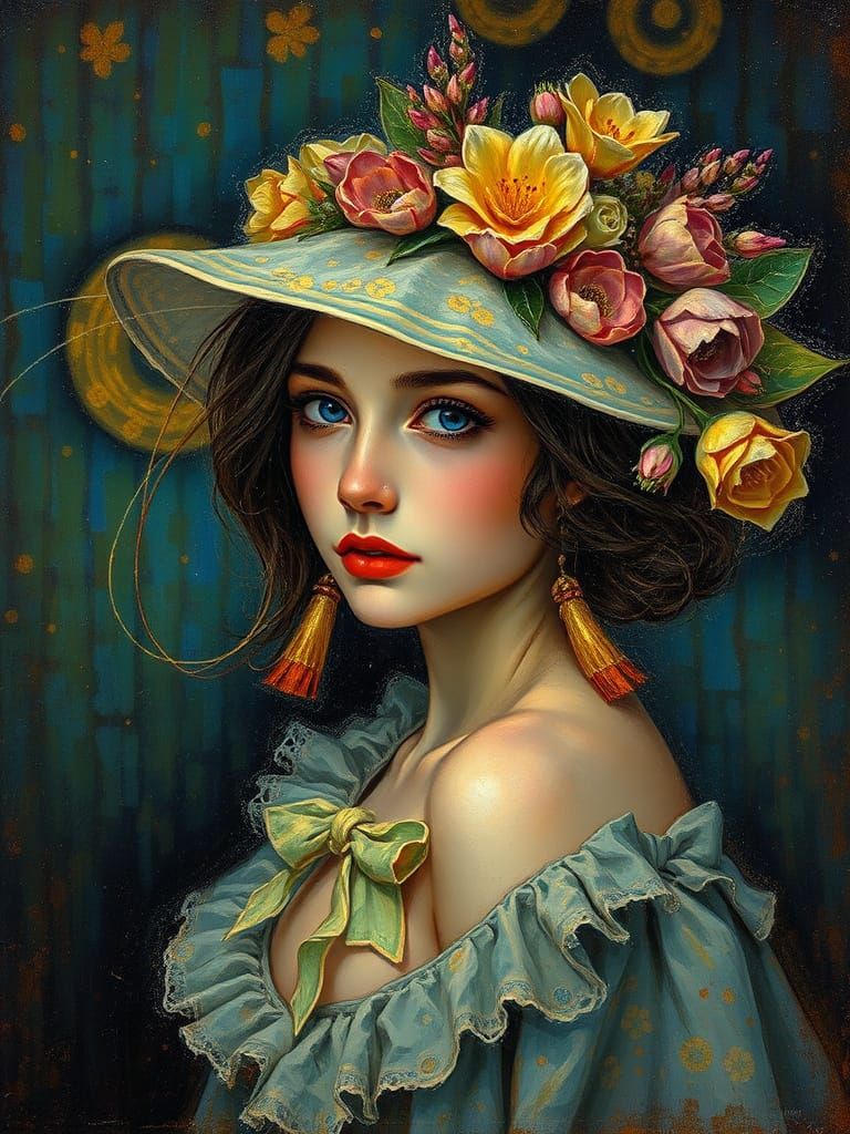 Impressionistic Portrait with Encaustic Wax Effects