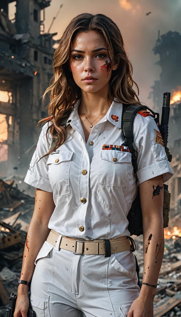 Female Marine Concept Art in Sci-Fi War Zone