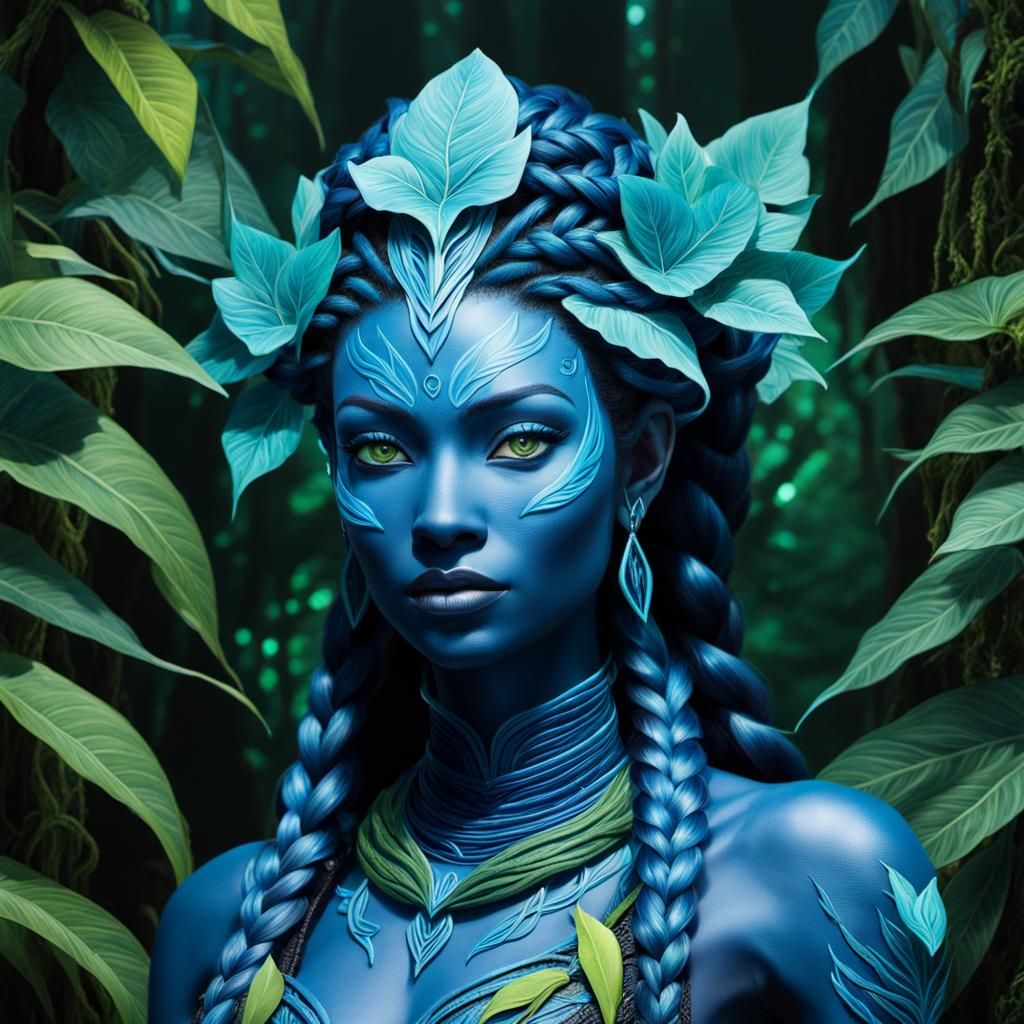 Na'vi Inspired Portrait in Lush Forest