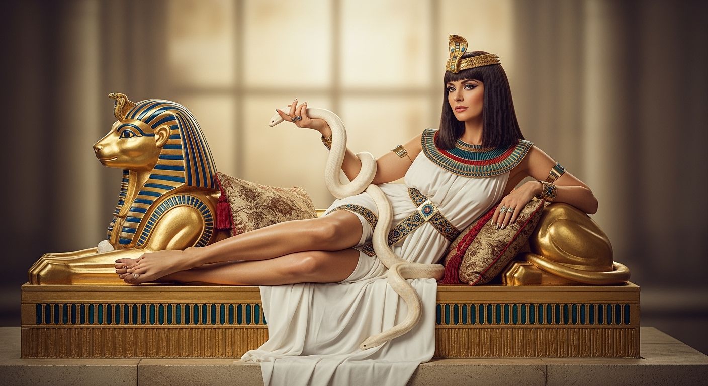 Egyptian Queen Lounging with Snake, Leibovitz Style