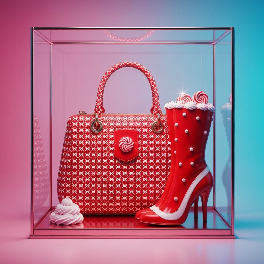 Vibrant Candy Art Handbag and Boots Display