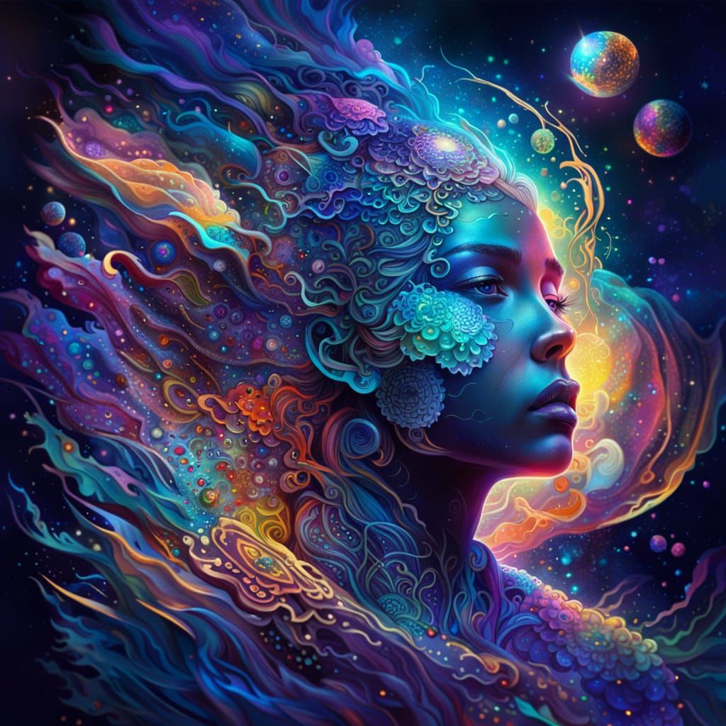 Holographic Cosmic Goddess by Pablo Amaringo