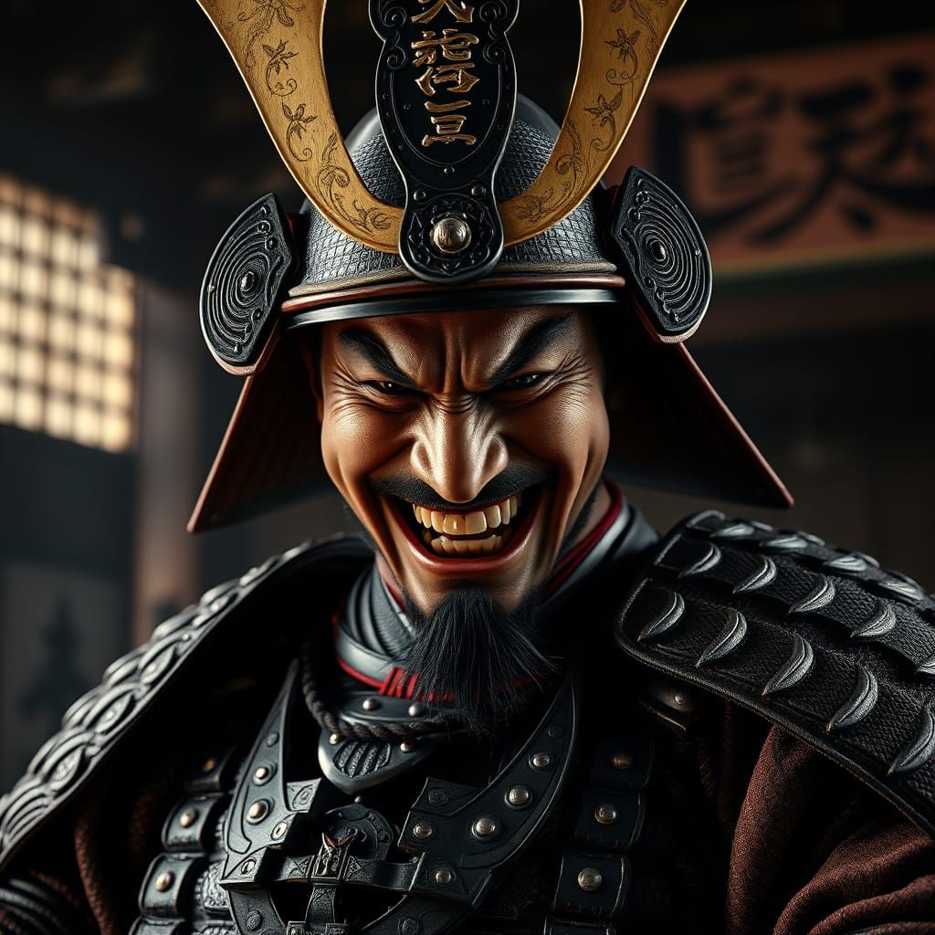 Regal Samurai Shogun in Muted Edo-Period Backdrop