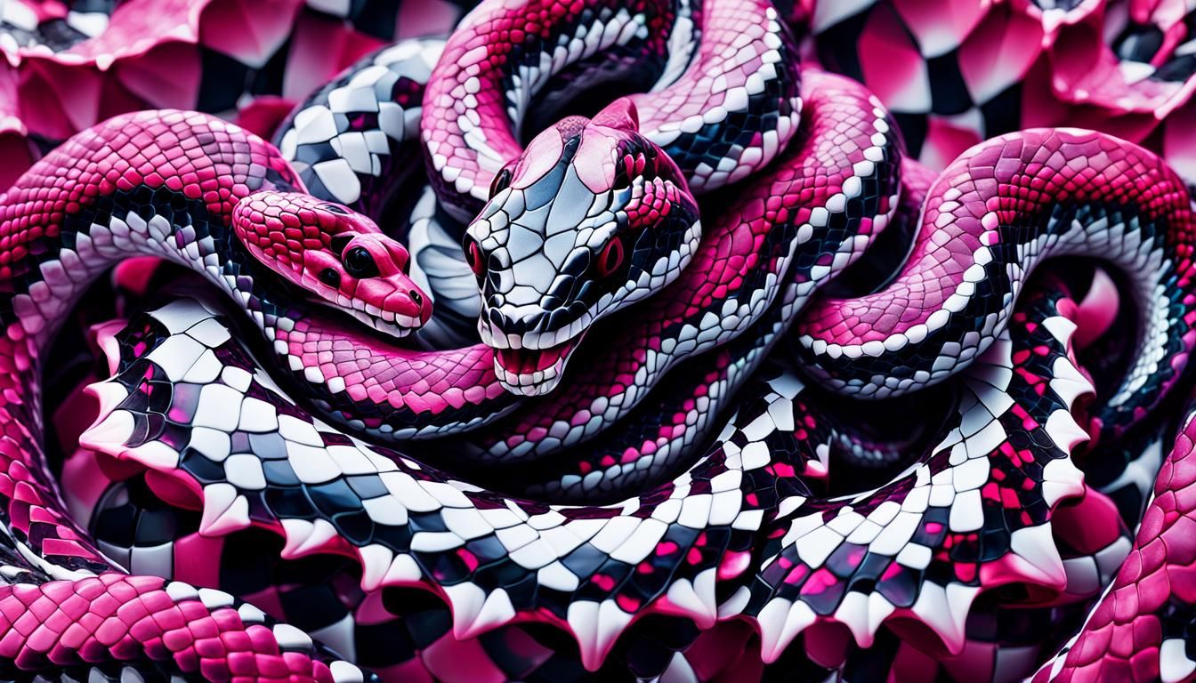 Surreal Fractal Snake Heads in Psychedelic Colors