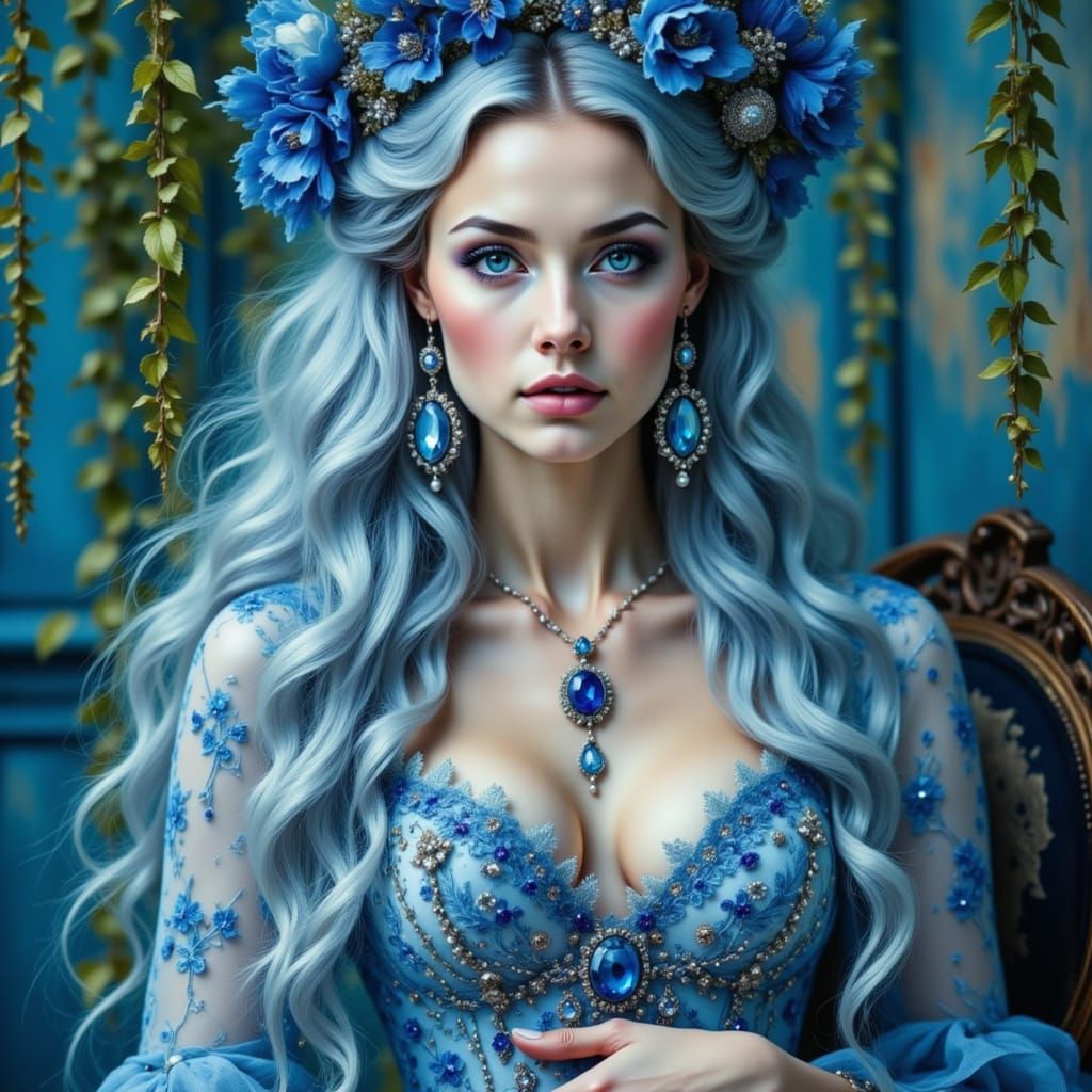 Ethereal woman, rococo rebel style